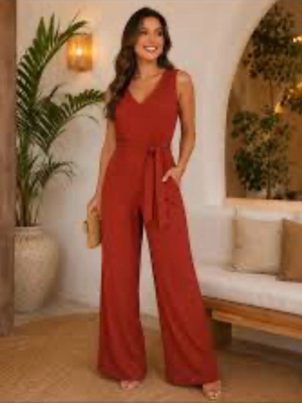 Antonio Melani Wide Leg V-Neck Jumpsuit Size 4